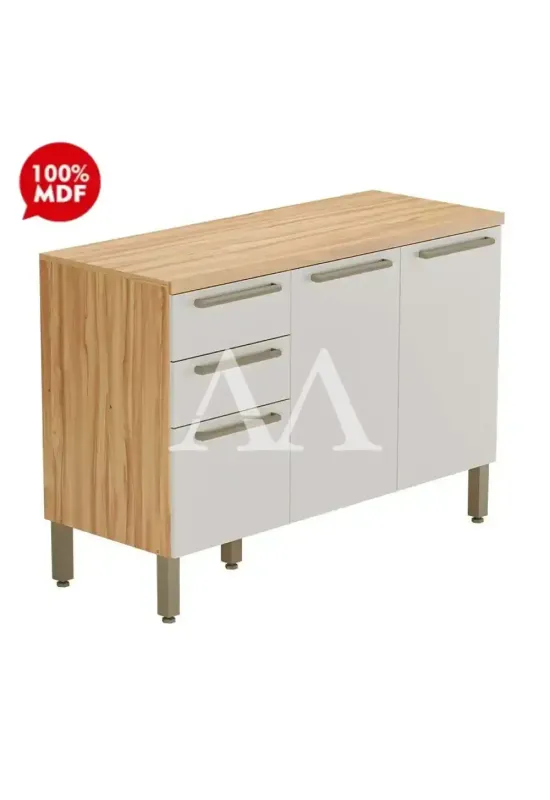 BALCAO RONIPA 3P 2G NAPOLI PRIME 120CM AMENDOA/OFF WHITE