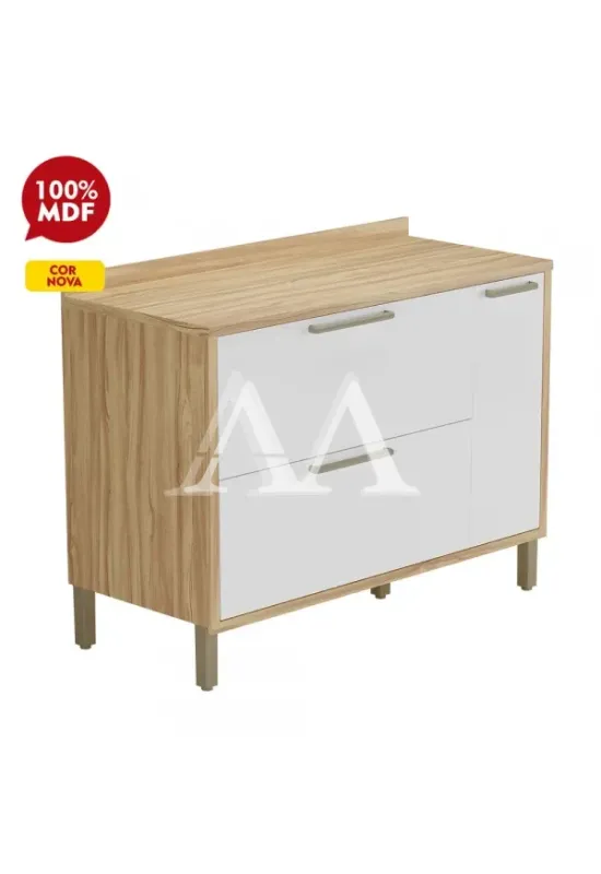 BALCAO RONIPA 2P 1G SYRAH 120CM P/ PIA AMENDOA/BRANCO