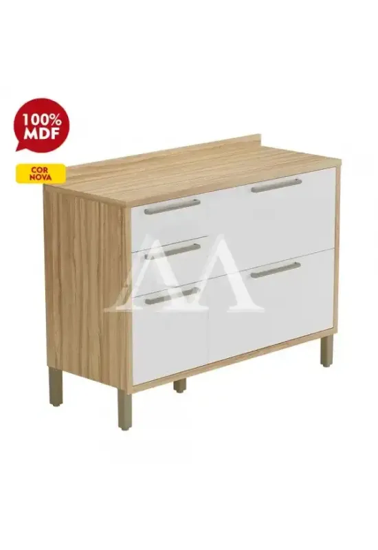 BALCAO RONIPA 2P 3G SYRAH 120CM AMENDOA/BRANCO