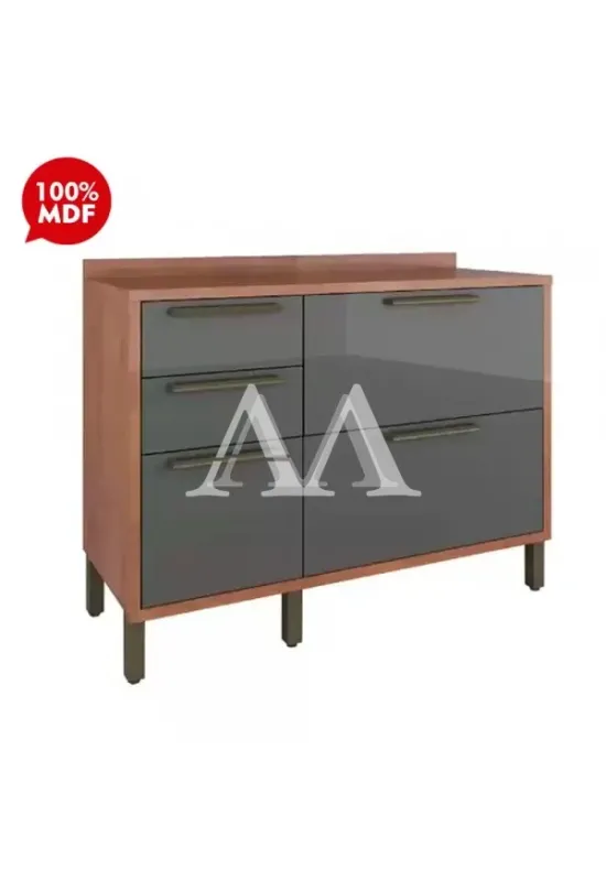 BALCAO RONIPA 2P 3G SYRAH 120CM CASTANHO / CHUMBO