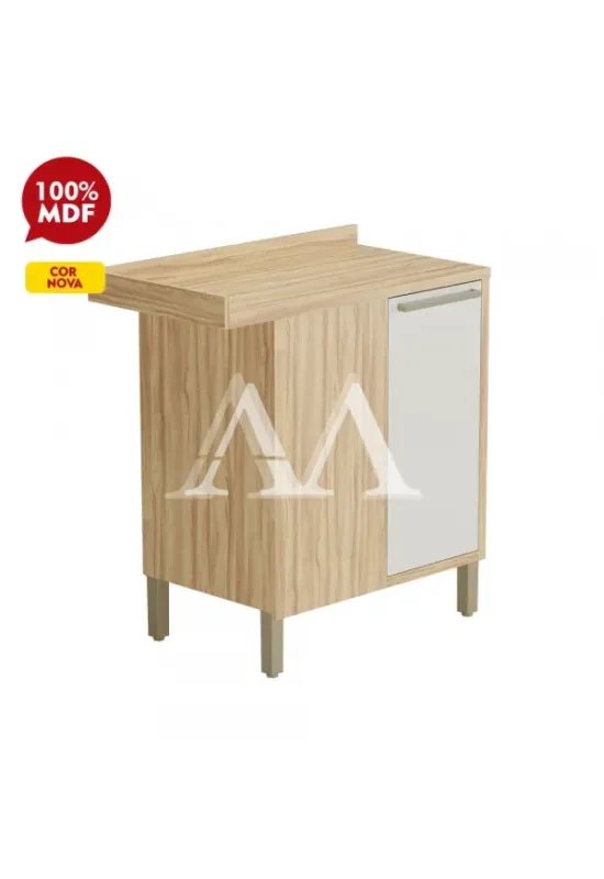 BALCAO RONIPA CANTO 1P ABRIR SYRAH 80CM AMENDOA/BRANCO