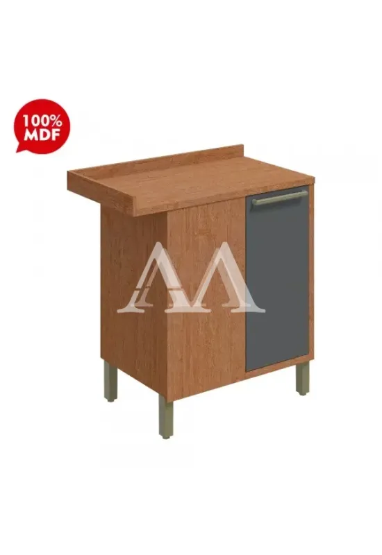 BALCAO RONIPA CANTO 1P ABRIR SYRAH 80CM CASTANHO / CHUMBO