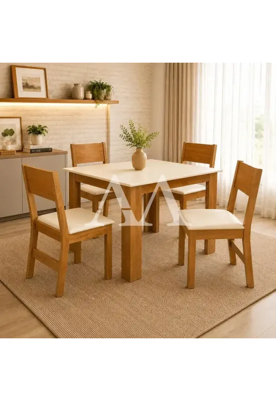CJ MESA 4C SAO CARLOS MILENA QUADRADA 80X80 CINAMOMO/OFF WHITE