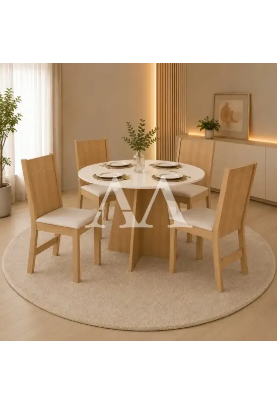 CJ MESA 4C SAO CARLOS ELANE REDONDA 90X90 CINAMOMO/OFF WHITE