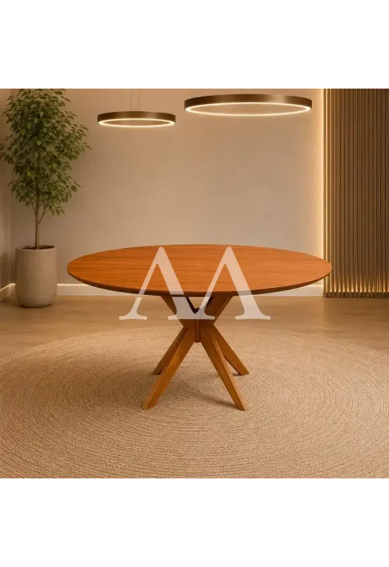 MESA AGN VITORIA REDONDA 130CM TAMPO LAMINADO MADEIRA