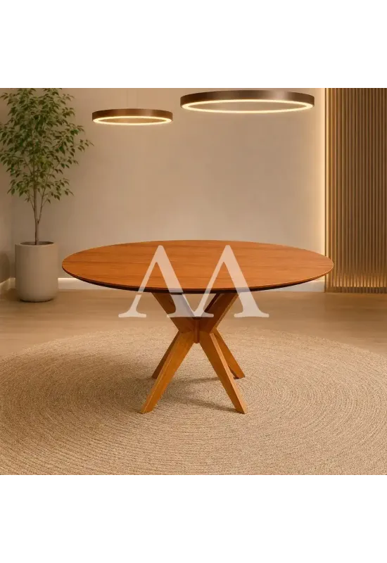 MESA AGN VITORIA REDONDA 90CM TAMPO LAMINADO MADEIRA