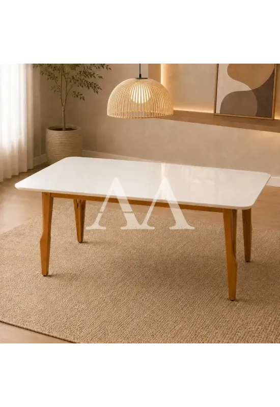 MESA ART ASSENTO SIENA RETANGULAR 180X90 C/VDO MEL/OFF WHITE