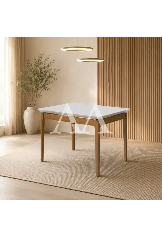 MESA IMCAL WIND 1.2 C/ VIDRO RETANGULAR OFF WHITE / CINAMOMO