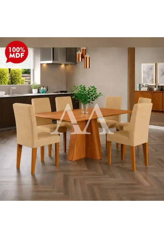 CJ MESA 6C CIMOL MAITE S/VIDRO RETANGULAR 160X80 CINAMOMO/GENGIBRE