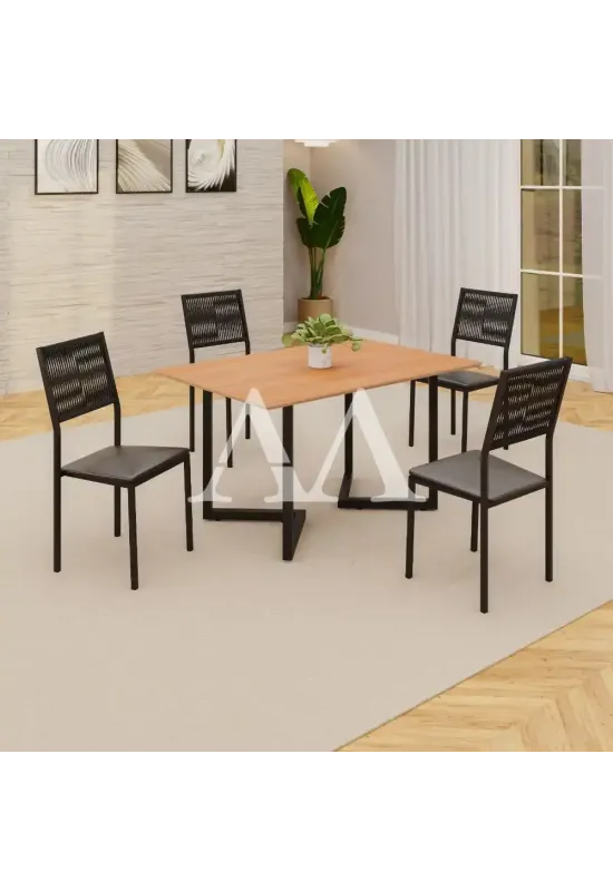 CJ MESA 4C MOVEIS TEIXEIRA MAIA RETANGULAR 120X90 PRETO C/CORDA NAUTICA / PRETO FOSCO PROA