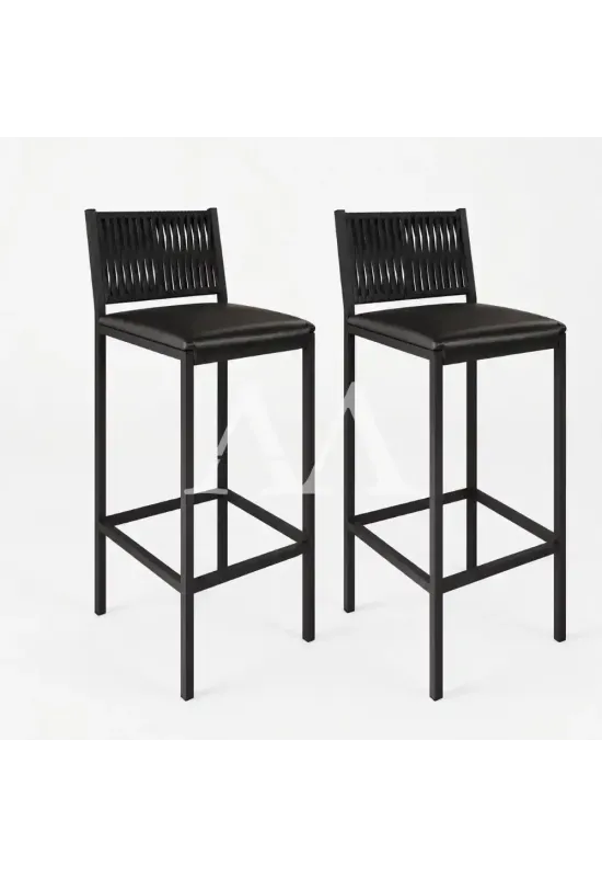 CJ 02 BANQUETAS MOVEIS TEIXEIRA NINA PRETO C/ CORDA NAUTICA PRETO FOSCO