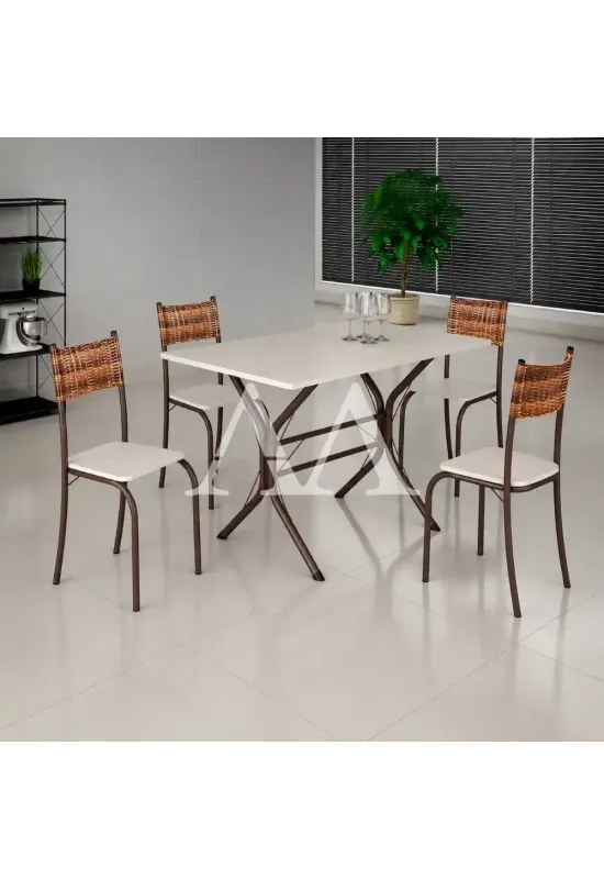 CJ MESA 4C MOVEIS TEIXEIRA ATLANTA RETANGULAR 120X75 C/RATAN CARVALHO
